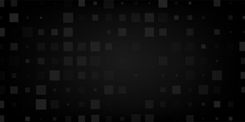 Black abstract background with transparent squares, vector illustration