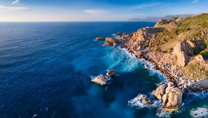 Fototapeta premium aerial view of rocky sicilian coastline