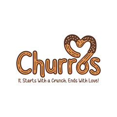 Heart Shaped Churros Logo Design - It Starts With a Crunch, Ends With Love!