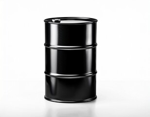 black metal oil barrel on white background representing fossil fuel industry