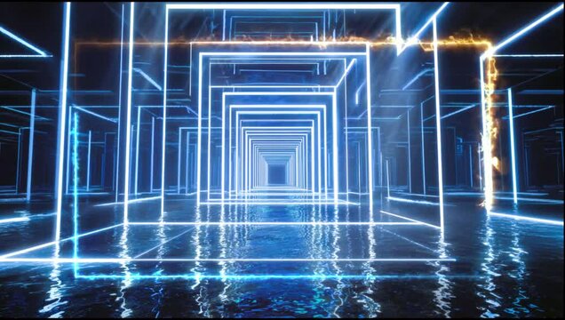  neon tunnel in modern digital style, overlay circle, animated virtual backgrounds, vtuber asset twitch zoom OBS, manga style anime chill hip hop cyber punk 4k Animated video