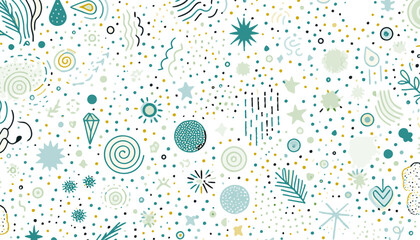 seamless vector pattern with circles, confetti and dots
