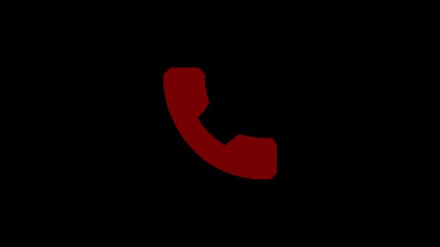 Animated call icon with a mobile phone screen concept. Incoming or outgoing call icon Receiver Icon Animation 4k Motion Graphics Video Footage red call icon in black background motion. 4k