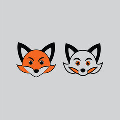 Elegant Fox Head Cartoon logo Idea