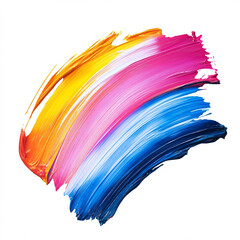 A colorful paint stroke on a white background