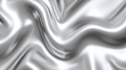 Elegant silver fabric with smooth waves and shiny texture for luxurious background
