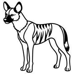 Fototapeta premium African Wild Dog line art vector