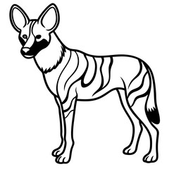 African Wild Dog line art vector