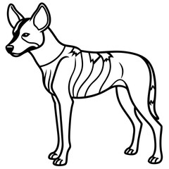 African Wild Dog line art vector