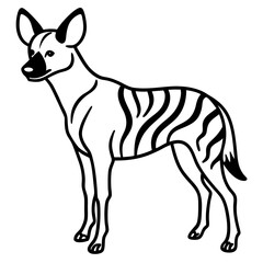 African Wild Dog line art vector