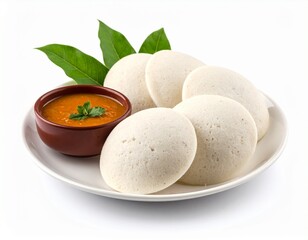 idli with chutney on a white background " ai generator "
