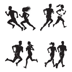 Running Man Silhouette Vector Illustration. Athletic Jogging Male for Sports and Fitness Concepts