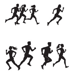 Running Man Silhouette Vector Illustration. Athletic Jogging Male for Sports and Fitness Concepts