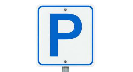 Simple Blue Parking Sign on White Background