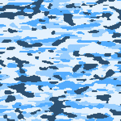 Fototapeta premium Digital Roosterfish Camouflage With Soft Blue And Gray Aquatic Tones Designed For Fishing Apparel, Marine Gear, Activewear, And Underwater Clothing, Abstract Background For Post, Backdrop, Banners.