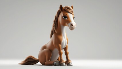 Adorable 3D Render of a Sitting Horse Cute, Cartoonish Equine