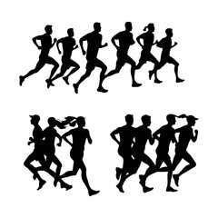 Running Man Silhouette Vector Illustration. Athletic Jogging Male for Sports and Fitness Concepts