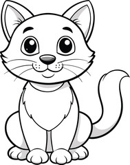 Cute Cartoon Kitten Illustration for Coloring