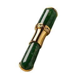 Green and gold massage tool isolated on transparent background