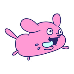 freehand drawn textured cartoon of cute kawaii dog