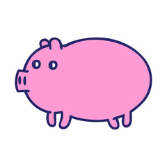 gradient shaded cartoon of a fat pig