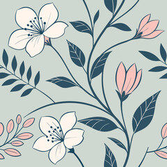 Seamless soft blur minimalist floral pattern design