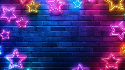 Festive Neon Light Illustration Perfect for Teen Birthday Invitations