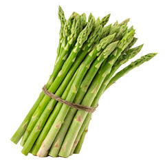 Fresh green asparagus bundle tied with twine isolated on transparent background PNG