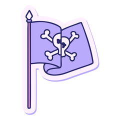 sticker of tattoo in traditional style of a pirate flag
