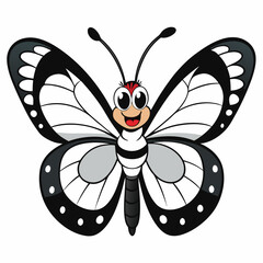 Cartoon Butterfly Illustration with Black and White Wings