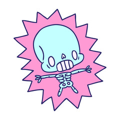 cartoon illustration kawaii electrocuted skeleton