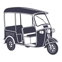 Obraz premium Silhouette rickshaw on white background