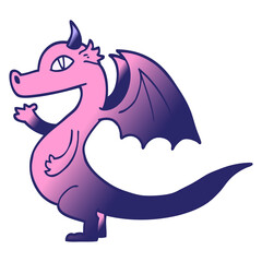 cute vector gradient illustration cartoon dragon