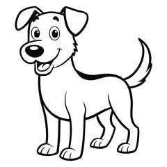 Cute Cartoon Dog with Tail Wagging - Playful Happy Dog Illustration