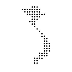 Vietnam country dotted map. Black spot pixel illustration isolated on white background. Vector circle mosaic.