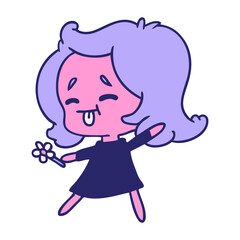 freehand drawn cartoon of cute kawaii girl
