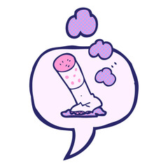 freehand drawn comic book speech bubble cartoon cigarette