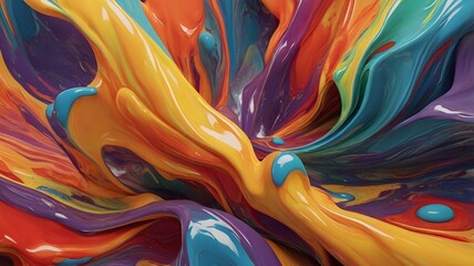 Obraz premium Colorful Abstract Liquid Paint Flow - Vibrant 3D Fluid Art Background