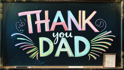 chalkboard art: �Thank You Dad� in hand lettering