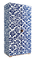 A beautifully designed wardrobe featuring a striking blue floral pattern, perfect for enhancing any modern interior decor.