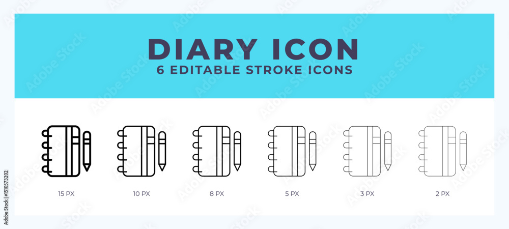 Poster diary icon set with different stroke. design elements for logo. vector illustration.