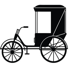 Silhouette rickshaw on white background