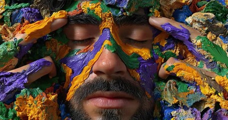 Colorful painted face abstract art - Powered by Adobe