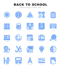 Set of Back To School Icons Two Color icons collection.