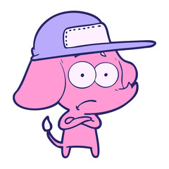 cartoon unsure elephant wearing trucker cap
