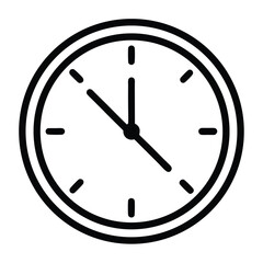 Simple black and white clock icon time management design
