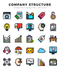 Vector icons set of Company Structure. Lineal Color style Icons.