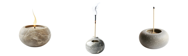 Stone Incense Holder PNG – Minimalist Aromatherapy Accessory Isolated on Transparent Background for Calm Interior Design, Zen Decor, Spa, and Wellness-Themed Digital Projects