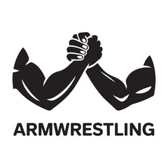 Arm wrestling or armwrestling sport flat vector icon for sports apps and websites. Vector black silhouette. with white background