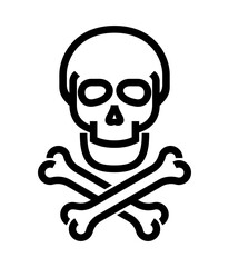Skull sign in bold line - for dangerous places, restricted areas or toxic substances